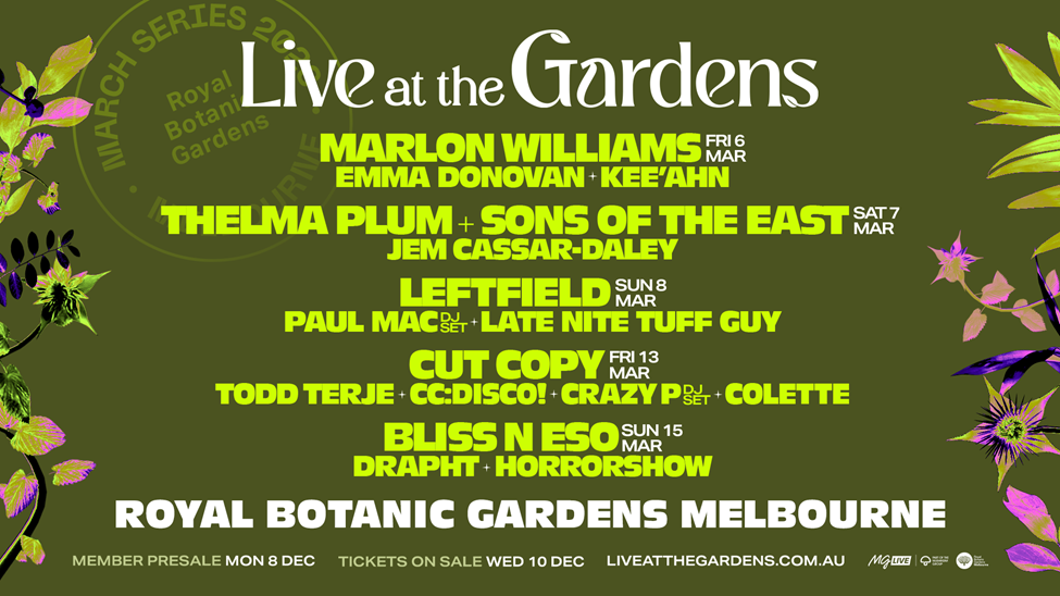Scene News: Live at the Gardens Returns: Melbourne’s Stars, Sounds and Summer Nights Await in March 2026
